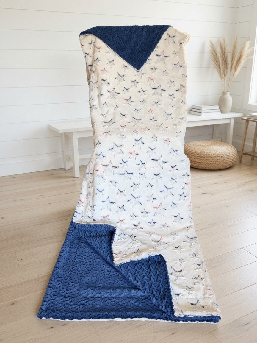 Embossed Stars paired with Royal Blue Ridge