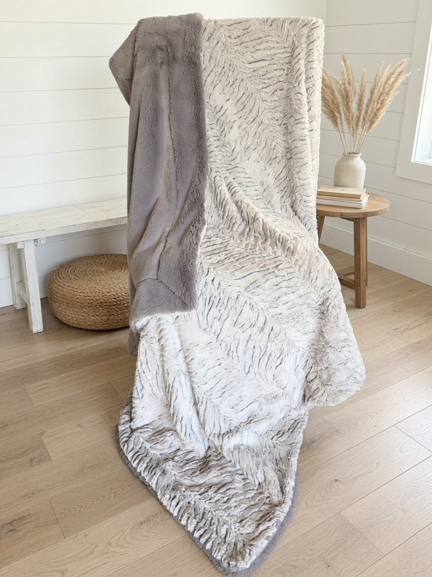 Frosted Grey Zebra paired with Grey Bunny